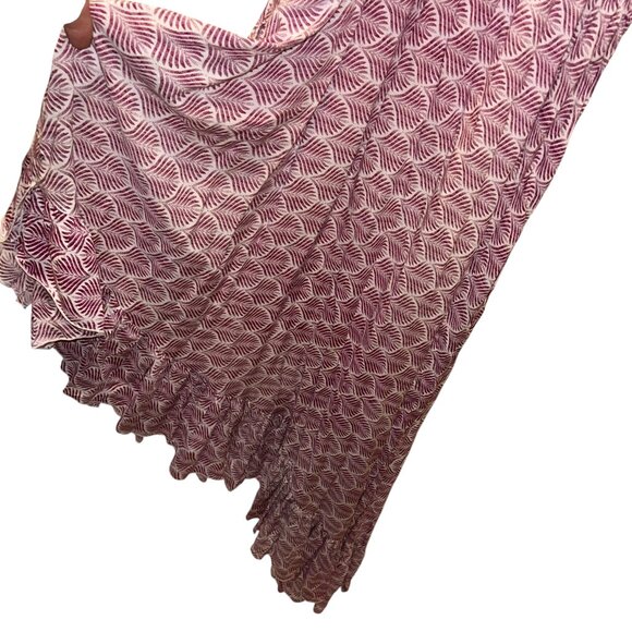 Feather & Find burgundy green block print asymmetrical hem dress S - Picture 3 of 8